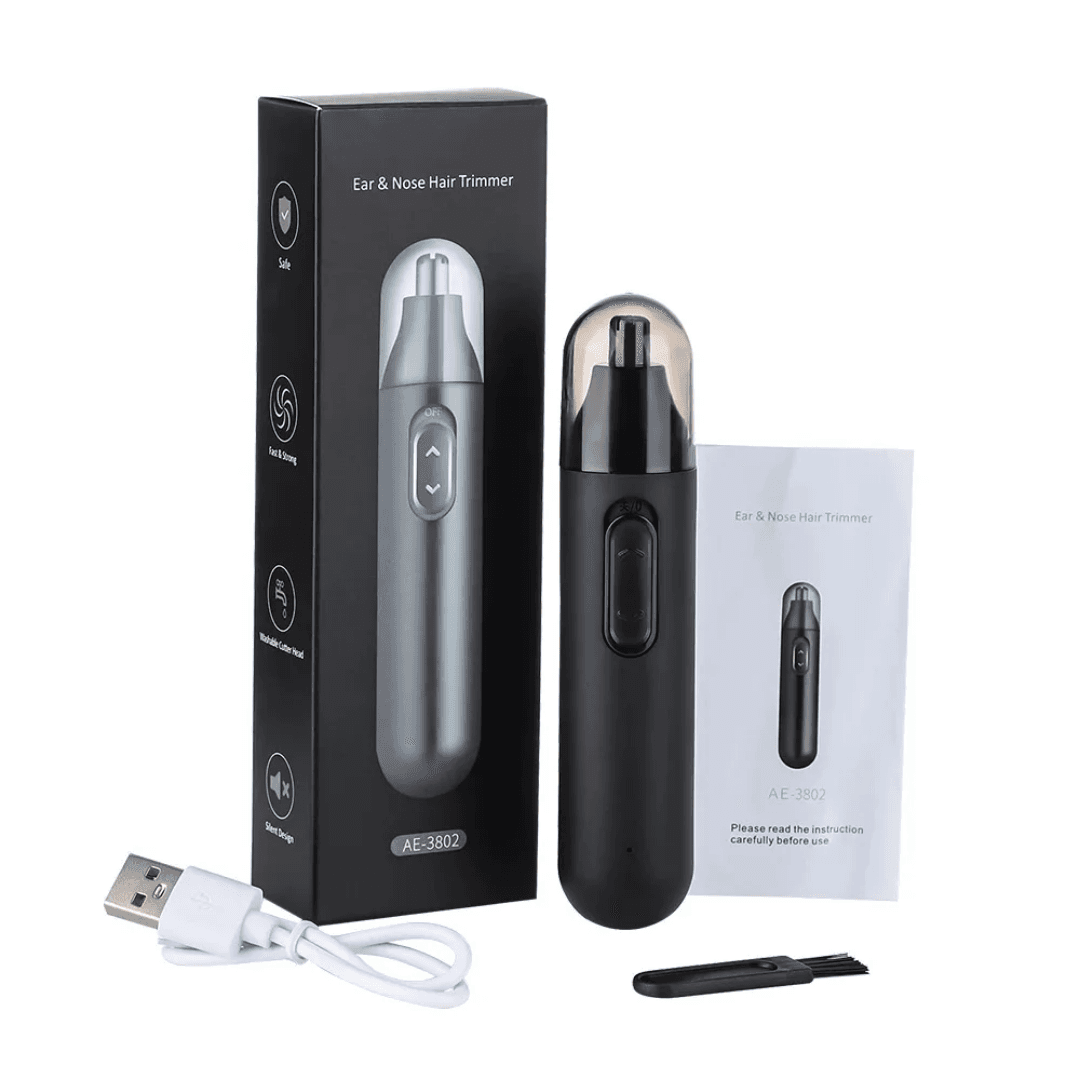 Electric Nose And Ear Hair Trimmer With Stainless Steel DoubledWinged Blade Painless Portable Battery-Operated Hair Remover